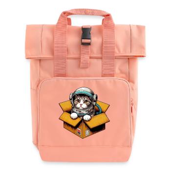 Astronaut Katze - Rolltop Rucksack mit zwei Griffen - Chintzrosa - Vorne