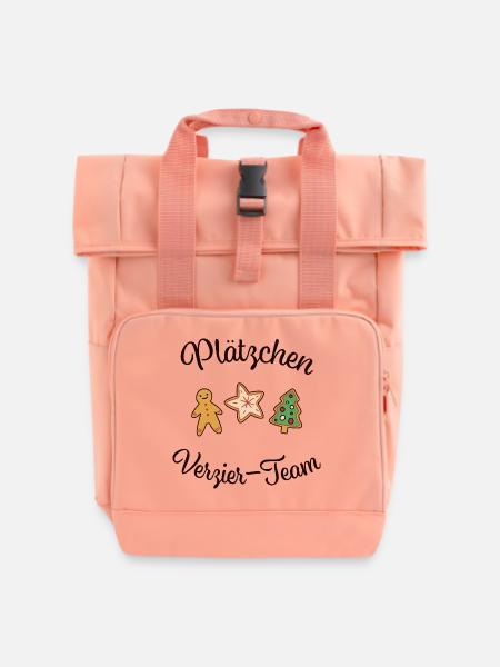 "PLÄTZCHEN - VERZIER - TEAM" Weihnachten backen - Rolltop Rucksack mit zwei Griffen - Chintzrosa