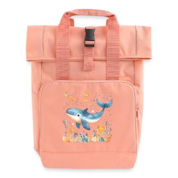 baleine mignon mignon bébé enfants animal baleine bleue aquarelle - Sac à dos Roll Top à deux anses - rose liberty - Devant