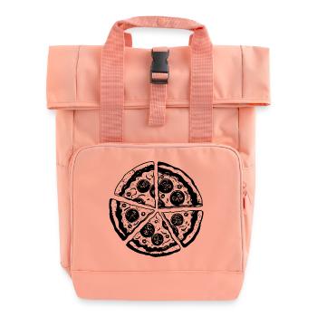 Pizza Drawing - Roll Top Backpack with Two Handles - chintz rose - Front