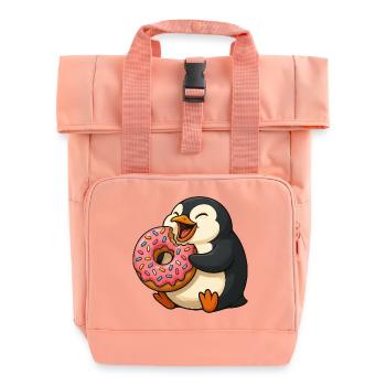 Mignon pingouin Donut Lover Dessin animé Grignotage - Sac à dos Roll Top à deux anses - rose liberty - Devant