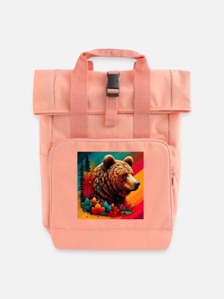 Bär - Rolltop Rucksack mit zwei Griffen - Chintzrosa