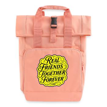 Real friends forever - Roll Top Backpack with Two Handles - chintz rose - Front