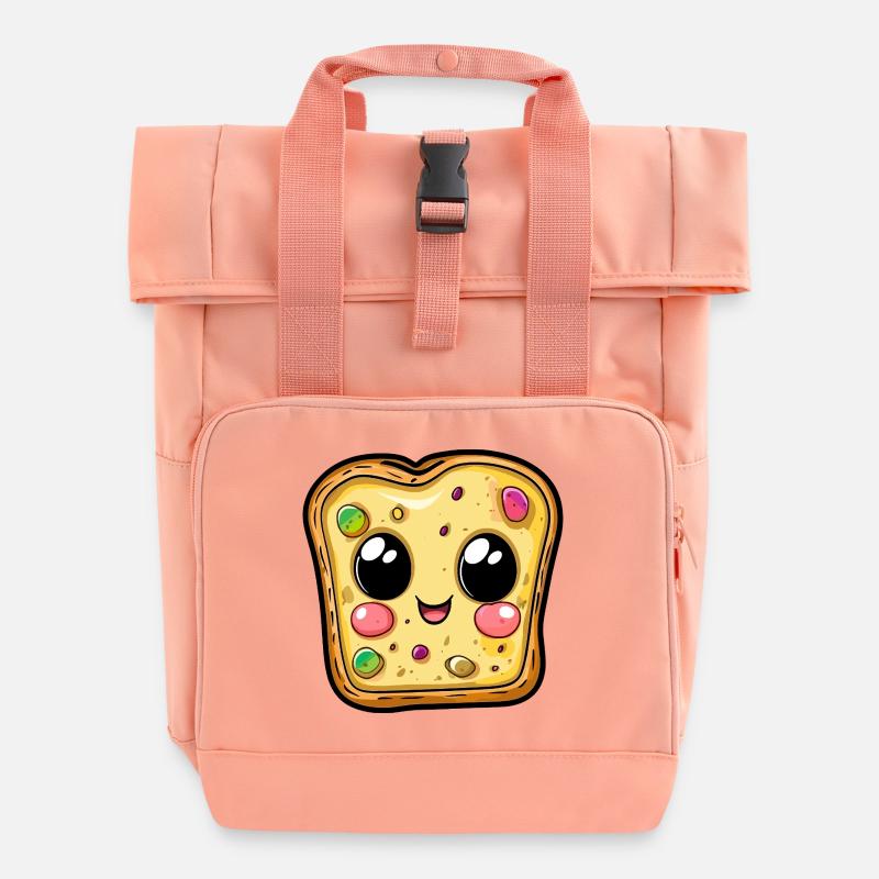 Visage de tranche de pizza kawaii - Sac à dos Roll Top à deux anses - rose liberty