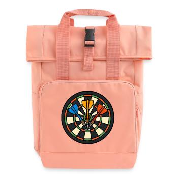 Dartboard Motif: Color Printing - Roll Top Backpack with Two Handles - chintz rose - Front
