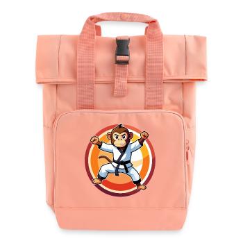 Motif du singe en combinaison de karaté pour enfants entraînés en karaté - Sac à dos Roll Top à deux anses - rose liberty - Devant
