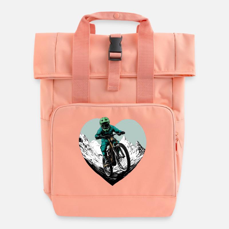 Freerider Mountains Heart - Roll Top Backpack with Two Handles - chintz rose
