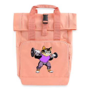 Fitness Cats - Roll Top Backpack with Two Handles - chintz rose - Front
