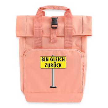 Bin Gleich Zurück Schild - Rolltop Rucksack mit zwei Griffen - Chintzrosa - Vorne