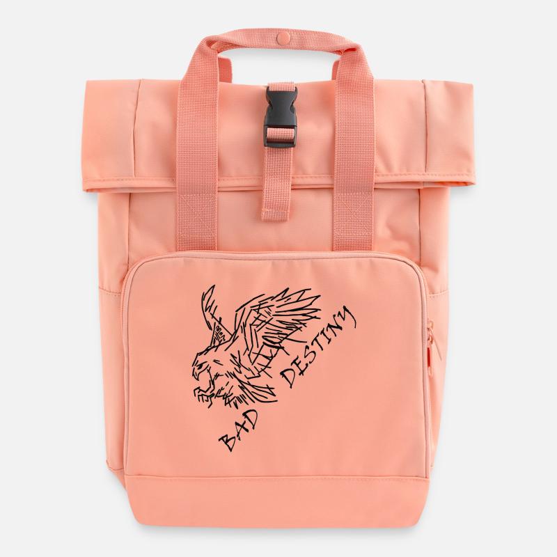 Bad Destiny in black - Roll Top Backpack with Two Handles - chintz rose