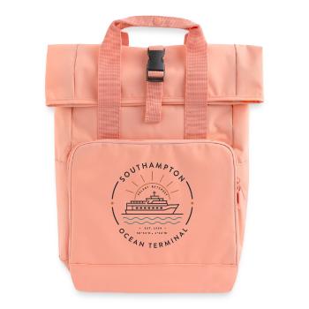 Southampton Ocean Terminal Maritime Badge - Roll Top Backpack with Two Handles - chintz rose - Front