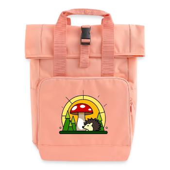 Little hedgehog under a fly agaric - Roll Top Backpack with Two Handles - chintz rose - Front