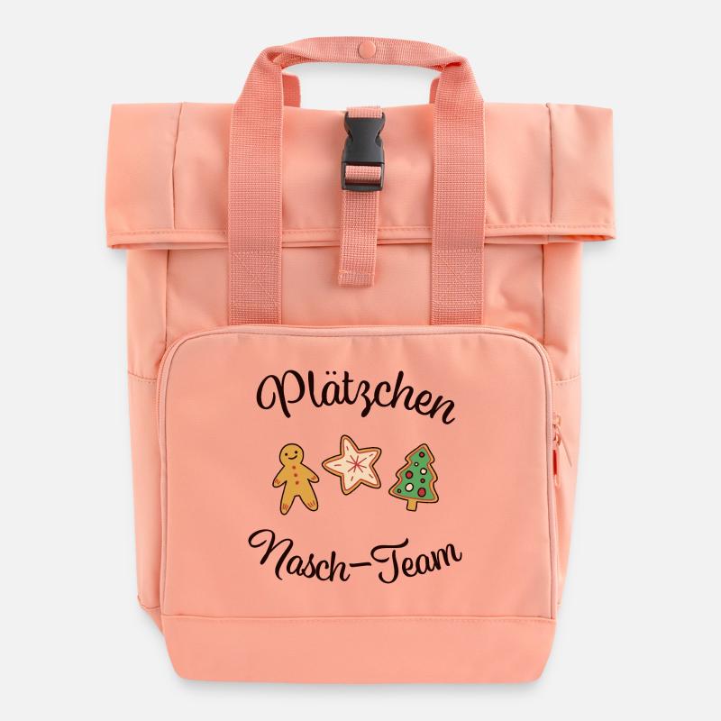 "PLÄTZCHEN - NASCH - TEAM" Weihnachten backen - Rolltop Rucksack mit zwei Griffen - Chintzrosa