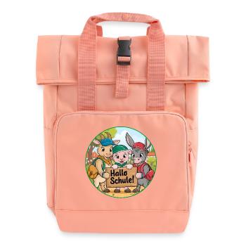Erster Schultag mit lustigen Tieren - Rolltop Rucksack mit zwei Griffen - Chintzrosa - Vorne