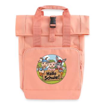 Erster Schultag mit lustigen Tieren - Rolltop Rucksack mit zwei Griffen - Chintzrosa - Vorne