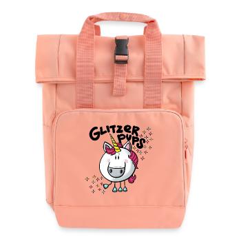Einhorn Glitzerpups - Rolltop Rucksack mit zwei Griffen - Chintzrosa - Vorne