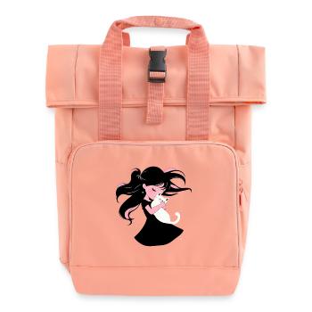 💖 Ich mag dich sehr... aber ich bevorzuge meine Katze - Rolltop Rucksack mit zwei Griffen - Chintzrosa - Vorne