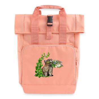 little whistling hare - Roll Top Backpack with Two Handles - chintz rose - Front