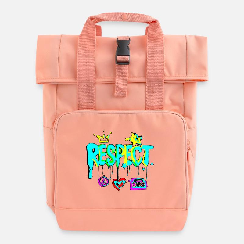 RESPECT Graffiti colourful - Rolltop Rucksack mit zwei Griffen - Chintzrosa