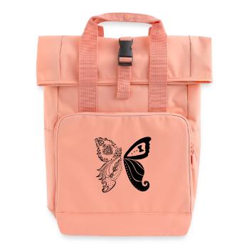 Bride and groom as butterfly black - Roll Top Backpack with Two Handles - chintz rose - Front