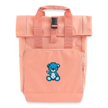 Pixel Bear Neon Blue - Roll Top Backpack with Two Handles - chintz rose - Front