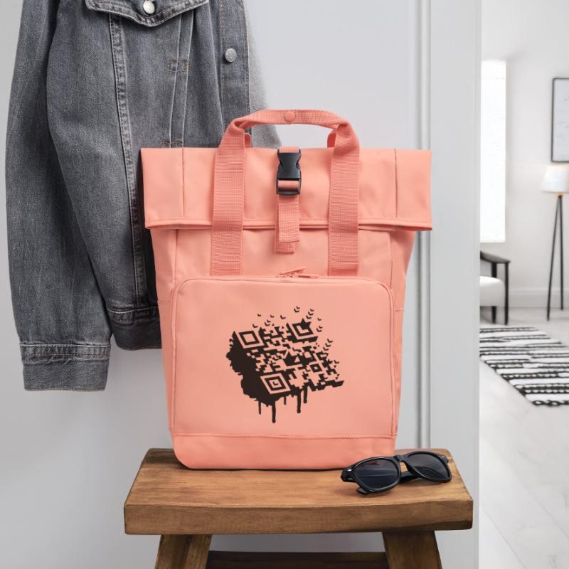 A 3D bar code as a graffiti Roll Top Backpack with Two Handles