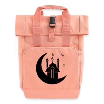 Mosque religious place of worship in moon - Roll Top Backpack with Two Handles - chintz rose - Front