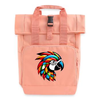 Harlekin Papagei - Rolltop Rucksack mit zwei Griffen - Chintzrosa - Vorne