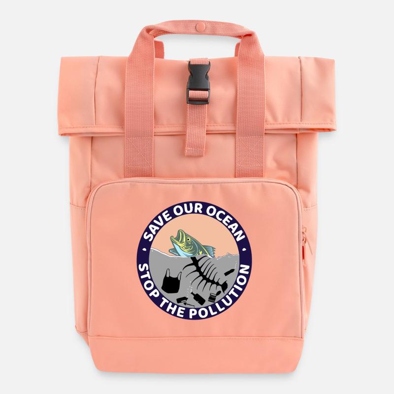 Save our ocean - Roll Top Backpack with Two Handles - chintz rose