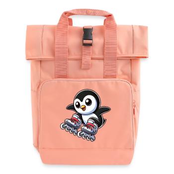 Mignon pingouin patins à roues alignées dessin animé - Sac à dos Roll Top à deux anses - rose liberty - Devant