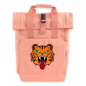 Tiger (Head) 01 - Roll Top Backpack with Two Handles - chintz rose - Front