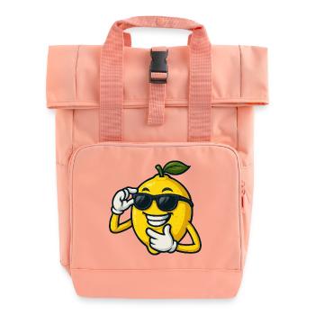 Cool Cartoon Citron avec des lunettes de soleil Drôle - Sac à dos Roll Top à deux anses - rose liberty - Devant