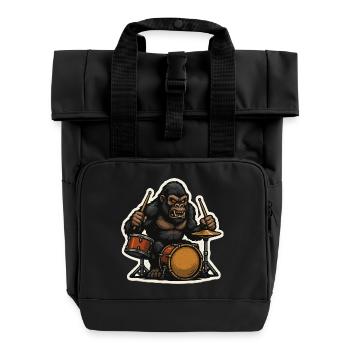 Gorille de la jungle avec tambours - Sac à dos Roll Top à deux anses - noir - Devant