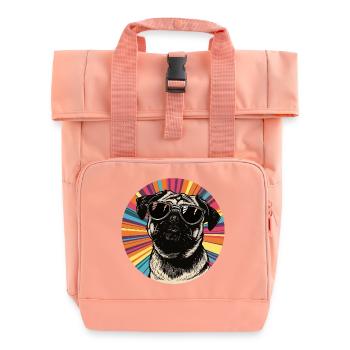 Casual dog with sunglasses - Roll Top Backpack with Two Handles - chintz rose - Front