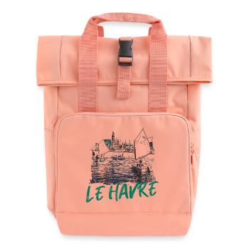 Le Havre maritime scene with calligraphy - Roll Top Backpack with Two Handles - chintz rose - Front