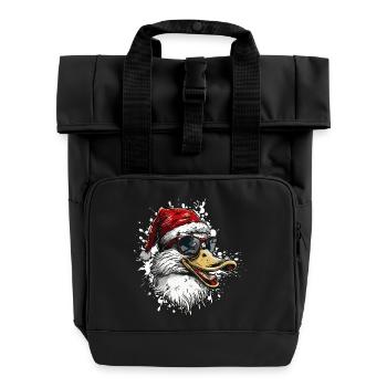 Duck Christmas Funny - Roll Top Backpack with Two Handles - black - Front