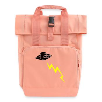UFO Invasion Lightning Attack Alien Vector - Roll Top Backpack with Two Handles - chintz rose - Front