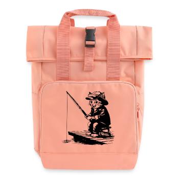 Funny Fishing Cat - Hobby Fishing Design - Roll Top Backpack with Two Handles - chintz rose - Front