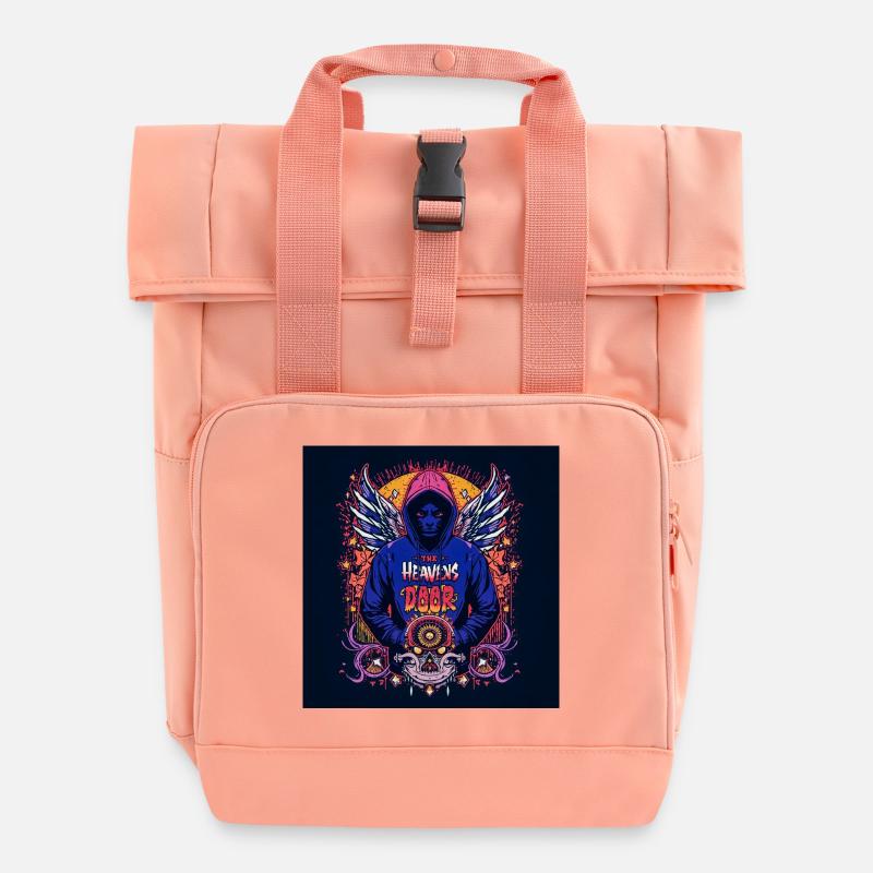 Heaven's Gate Hoodie with Angel Wings - Roll Top Backpack with Two Handles - chintz rose