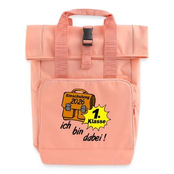 Einschulung 2026 Erste Klasse - Rolltop Rucksack mit zwei Griffen - Chintzrosa - Vorne