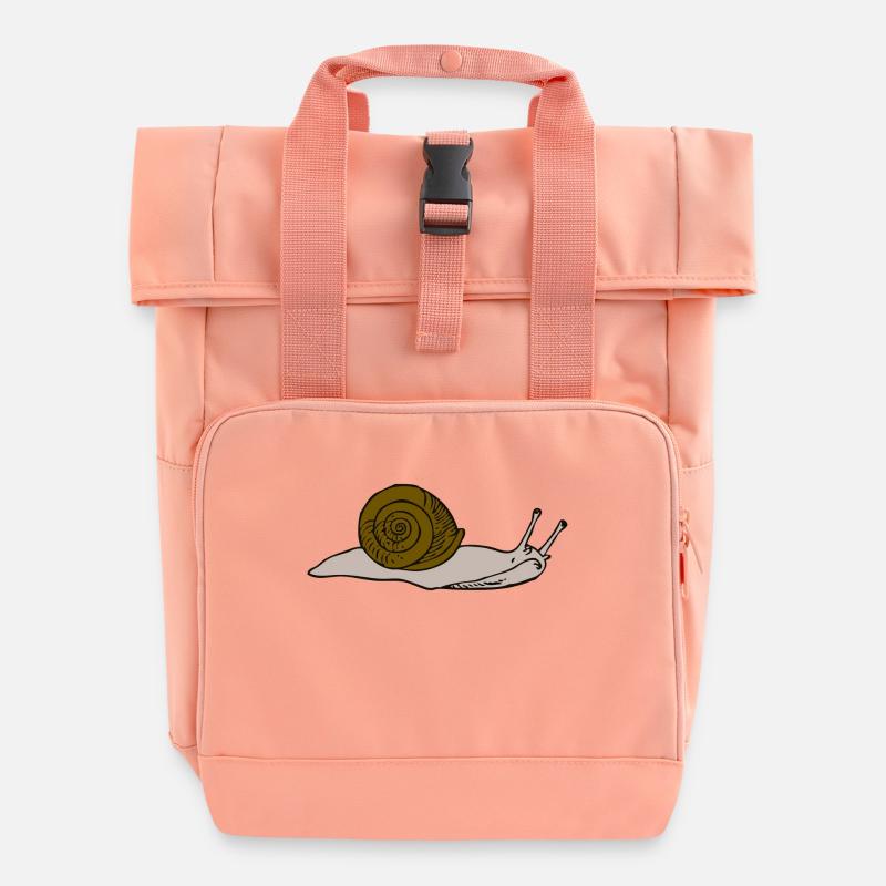 Brown snail - Roll Top Backpack with Two Handles - chintz rose