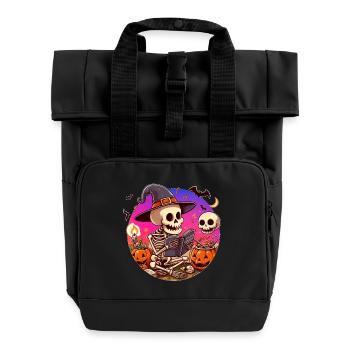 Mr. Bone Spooky Halloween 3 - Roll Top Backpack with Two Handles - black - Front