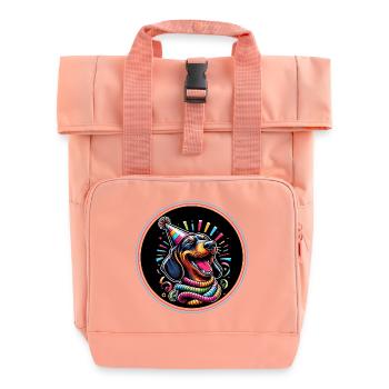 Frohes Neues Jahr lustiger Dackel feiert Silvester - Rolltop Rucksack mit zwei Griffen - Chintzrosa - Vorne
