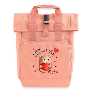 Liebe - Rolltop Rucksack mit zwei Griffen - Chintzrosa - Vorne