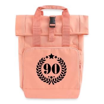 90th Birthday Wreath - Anniversary Wreath - Roll Top Backpack with Two Handles - chintz rose - Front