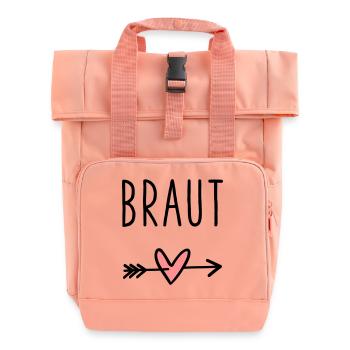 Bride's heart cupid arrow bachelor party - Roll Top Backpack with Two Handles - chintz rose - Front