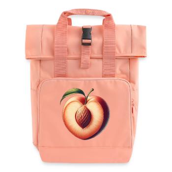 Peach in the shape of a heart: beauty of the fruit - Roll Top Backpack with Two Handles - chintz rose - Front