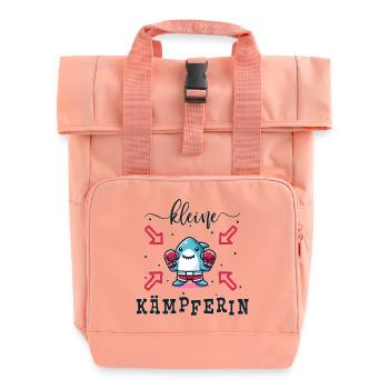 Kleine Kämpferin - Boxender Hai - Mut machen - Rolltop Rucksack mit zwei Griffen - Chintzrosa - Vorne