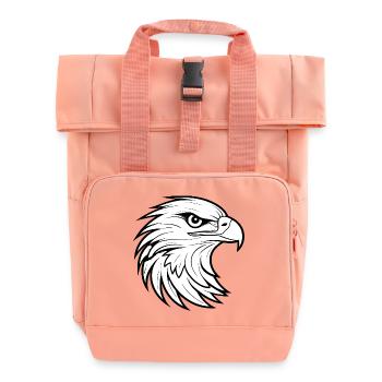 Karikaturales Adlerportrait mit starken Linien - Rolltop Rucksack mit zwei Griffen - Chintzrosa - Vorne
