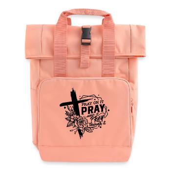 Abstract Geometric Wave Pattern T-Shirt - Roll Top Backpack with Two Handles - chintz rose - Front